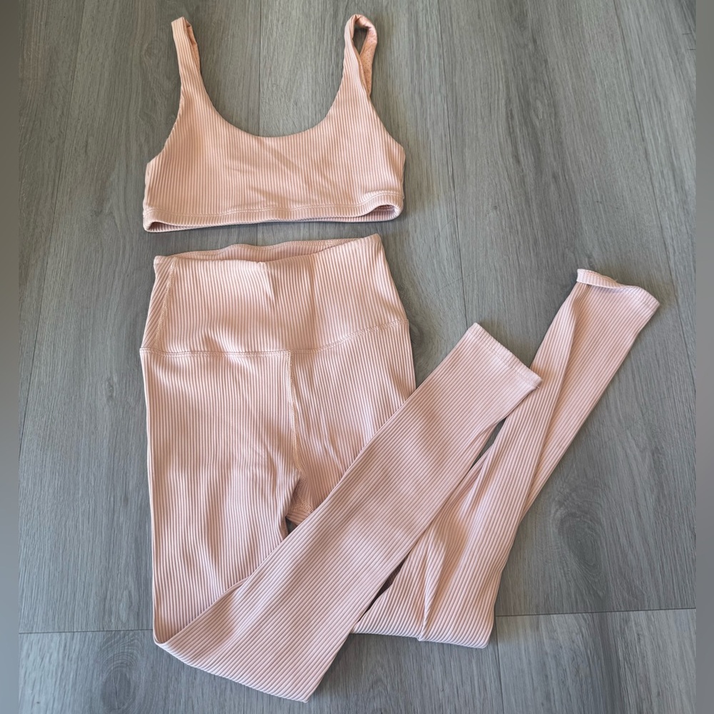 Carbon38 Peach Ribbed Activewear Set